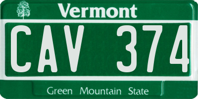 VT license plate CAV374