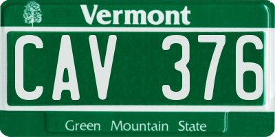 VT license plate CAV376