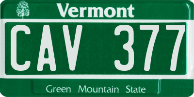 VT license plate CAV377