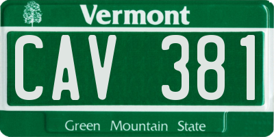 VT license plate CAV381