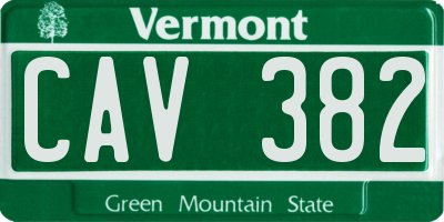VT license plate CAV382