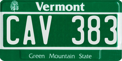 VT license plate CAV383