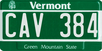 VT license plate CAV384