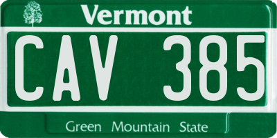 VT license plate CAV385