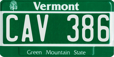 VT license plate CAV386