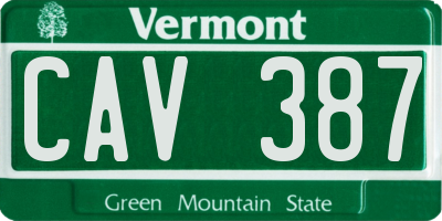VT license plate CAV387