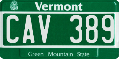 VT license plate CAV389