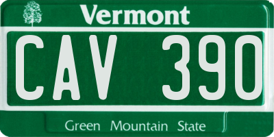 VT license plate CAV390