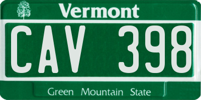 VT license plate CAV398