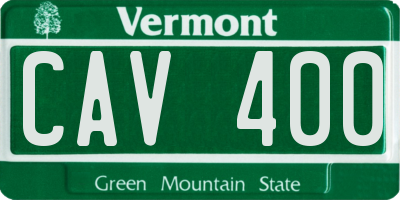VT license plate CAV400