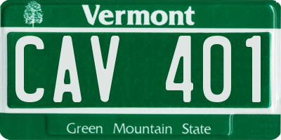 VT license plate CAV401