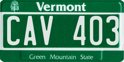 VT license plate CAV403