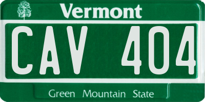 VT license plate CAV404