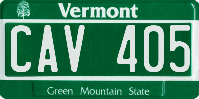 VT license plate CAV405
