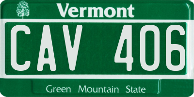 VT license plate CAV406