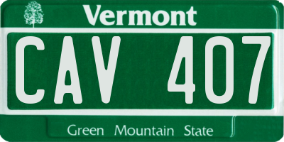 VT license plate CAV407