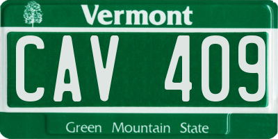 VT license plate CAV409