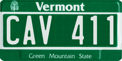 VT license plate CAV411