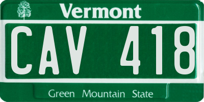 VT license plate CAV418