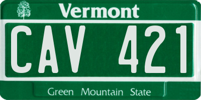 VT license plate CAV421