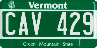 VT license plate CAV429