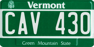 VT license plate CAV430