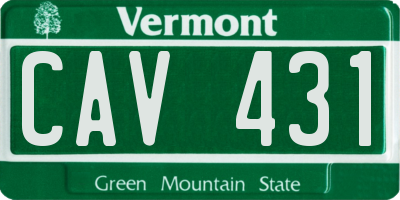 VT license plate CAV431