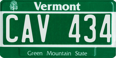 VT license plate CAV434
