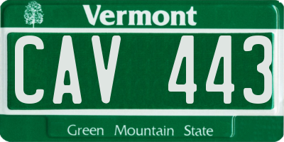VT license plate CAV443