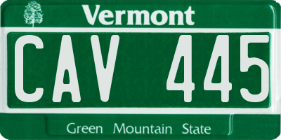 VT license plate CAV445