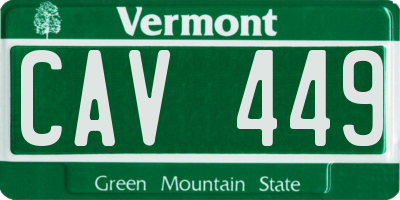 VT license plate CAV449