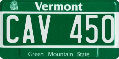 VT license plate CAV450