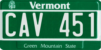VT license plate CAV451