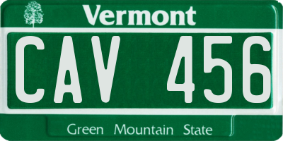 VT license plate CAV456
