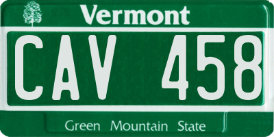 VT license plate CAV458