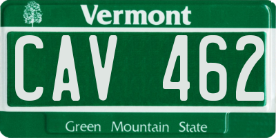 VT license plate CAV462