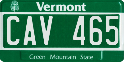 VT license plate CAV465