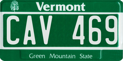 VT license plate CAV469