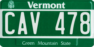 VT license plate CAV478
