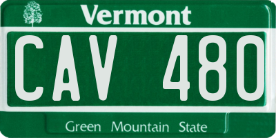 VT license plate CAV480