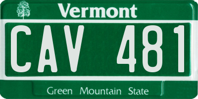 VT license plate CAV481