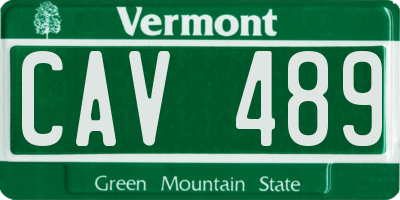 VT license plate CAV489