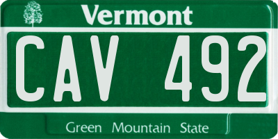 VT license plate CAV492