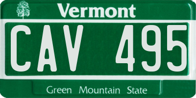 VT license plate CAV495