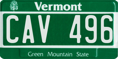 VT license plate CAV496