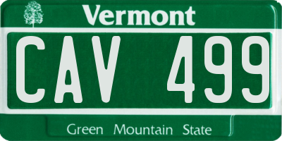 VT license plate CAV499