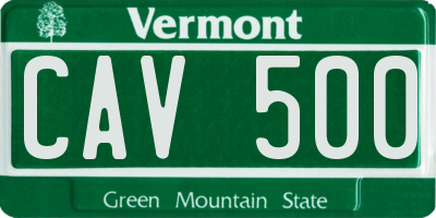 VT license plate CAV500