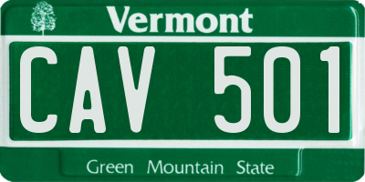 VT license plate CAV501