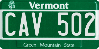 VT license plate CAV502