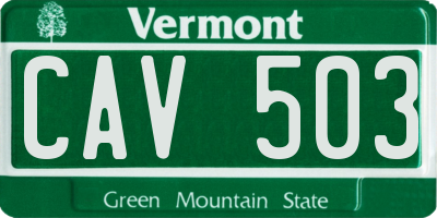 VT license plate CAV503